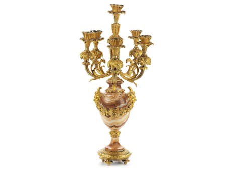 Imposanter Tischkandelaber in Marmor und vergoldeter Bronze